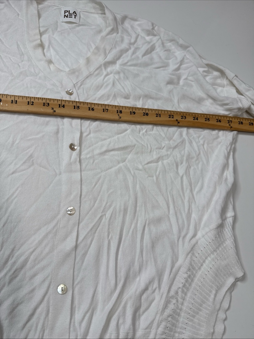 Planet by Lauren G White Cotton V-Neck Button Front Cardigan Sweater A020826 - Picture 7 of 7